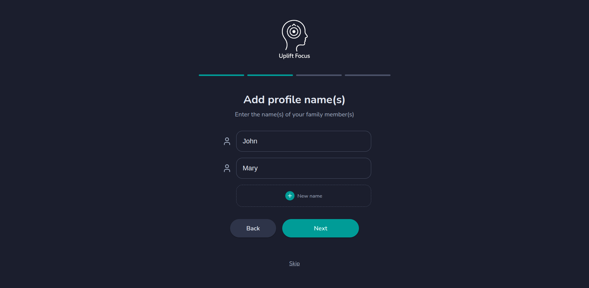 UpliftFocus App - Profile Setup