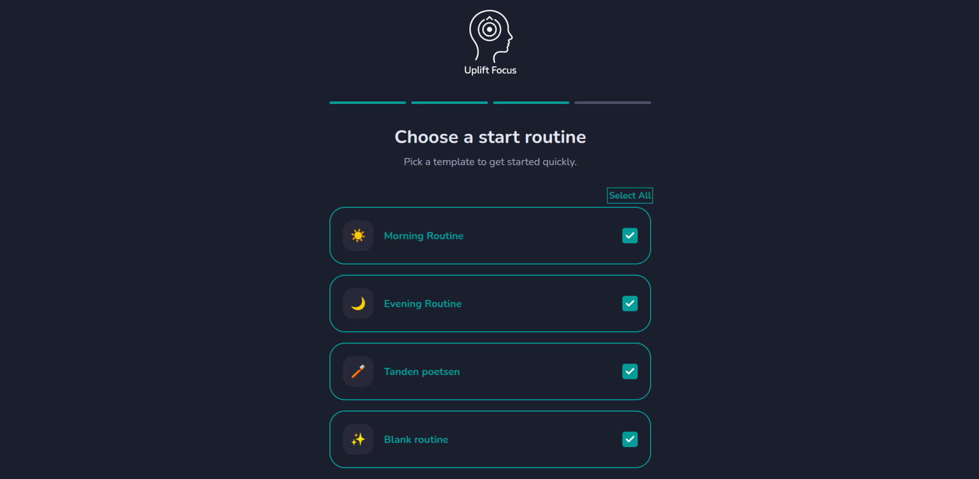 UpliftFocus App - Routine Selection